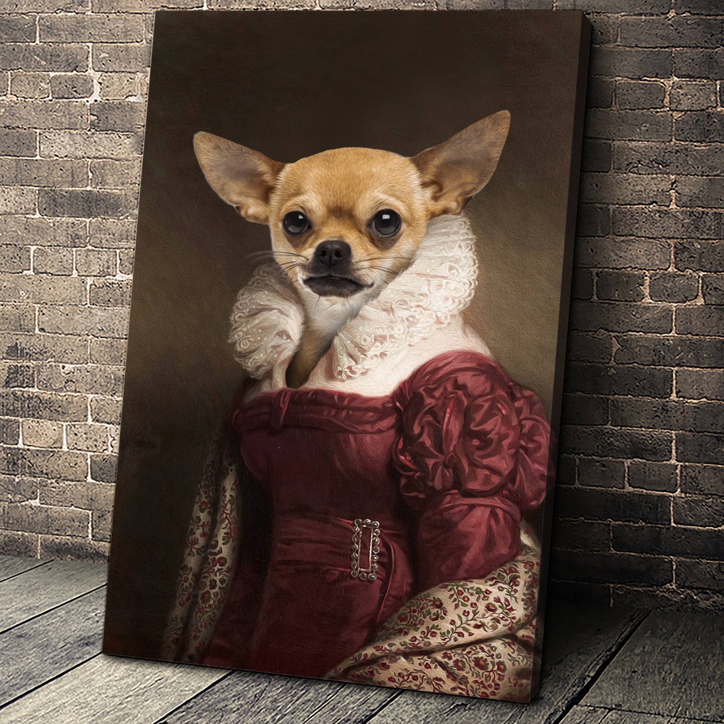 The Lady in Red Custom Pet Portrait Canvas - Noble Pawtrait