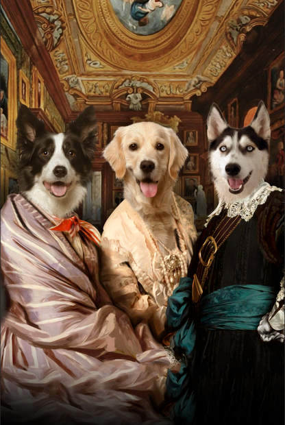 The Triplet Custom Pet Portrait Canvas - Noble Pawtrait