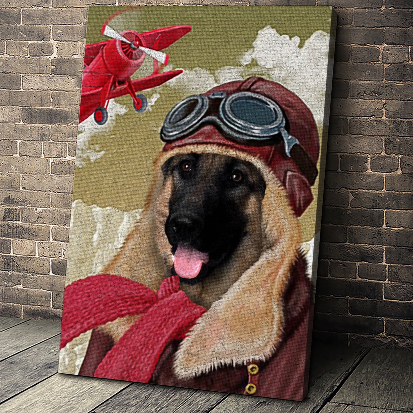 The Old School Pilot Custom Pet Portrait - Noble Pawtrait