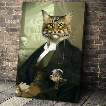 The Professor Custom Pet Portrait Canvas - Noble Pawtrait