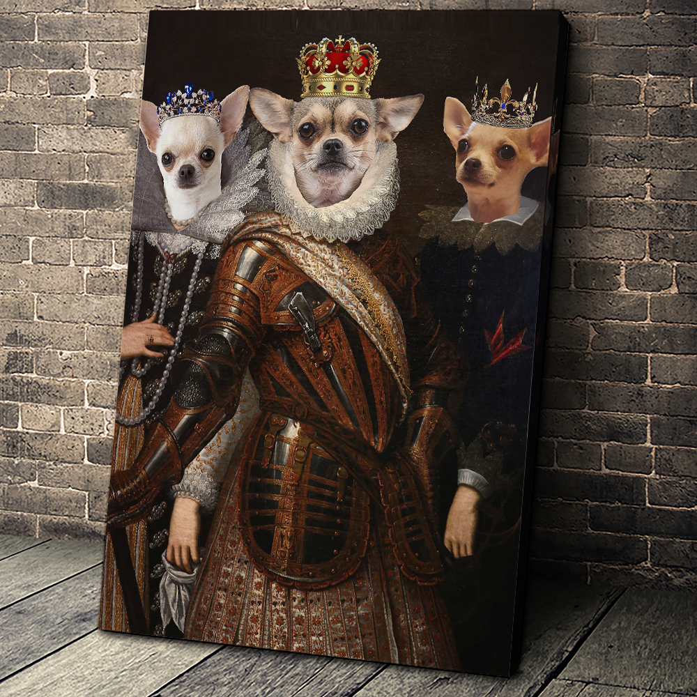 The Trio Custom Pet Portrait Canvas - Noble Pawtrait