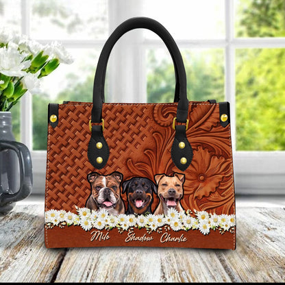 Sac à main en cuir personnalisé avec photo pour animaux de compagnie | Cadeau pour maman d’animal de compagnie | Daisy & Wood Couleur Marron Noisette