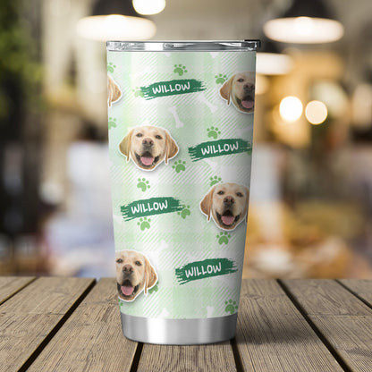 Custom Multi Pets Bone And Paw Pattern 20oz Personalized Tumbler (Green Color)