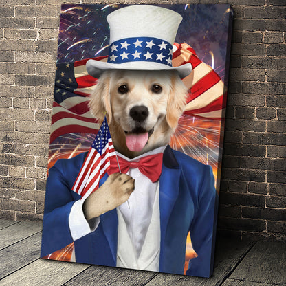 The Uncle Sam Custom Pet Portrait Canvas - Noble Pawtrait