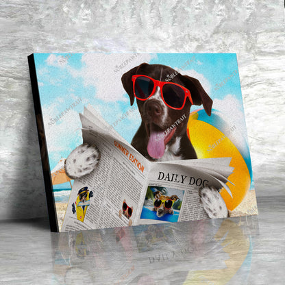Summer Dog Newspaper Custom Pet Portrait Canvas - Noble Pawtrait
