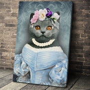 The Lady in Blue Custom Pet Portrait - Noble Pawtrait