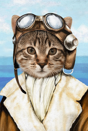 The Female Pilot Custom Pet Portrait - Noble Pawtrait