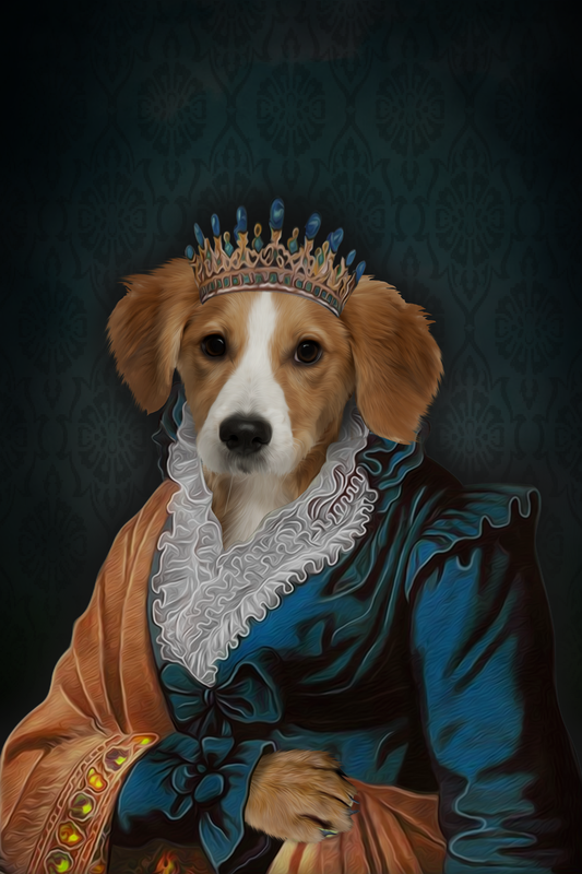 The Elegant Queen Custom Pet Portrait Digital Download - Noble Pawtrait