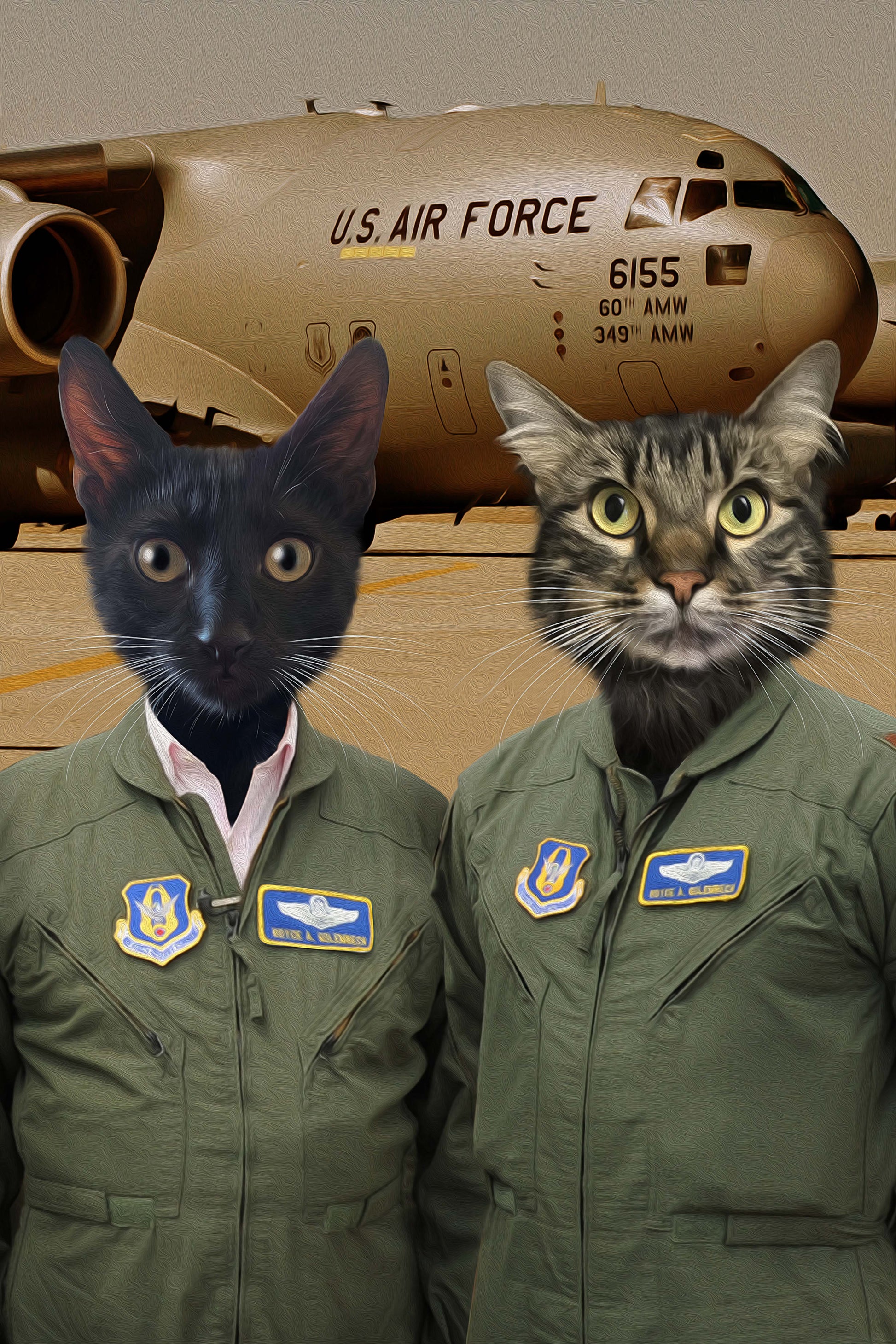 The Duo US Pilots Custom Pet Portrait Digital Download - Noble Pawtrait